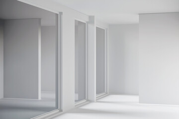 Empty room with white walls. 3d render.
