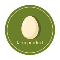 Vector icon-farm products. Image of an egg on a green round background.
