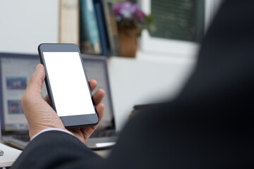 Businessman using mobile smart phone