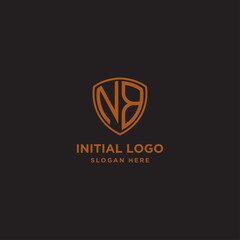 NB Shield Logo Letter Initial Logo Designs Template with Gold and Black Background