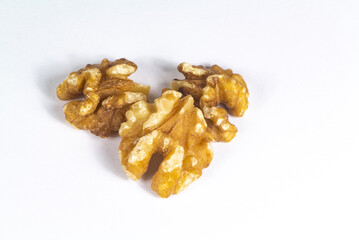 Walnut halves isolated on white background