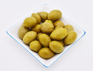 Bowl with olives on a white background. Isolated.