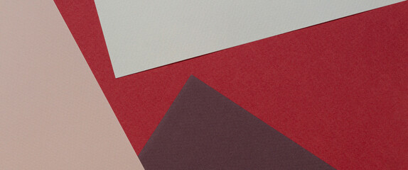 Color papers geometry composition banner background with beige, light brown and dark brown tones