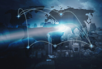 Businessman touching global network 