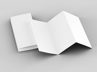 Brochure in A4 format folded to three - mockup. 3d illustartion