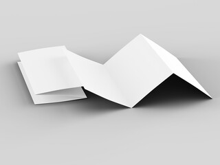 Brochure in A4 format folded to three - mockup. 3d illustartion