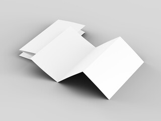 Brochure in A4 format folded to three - mockup. 3d illustartion