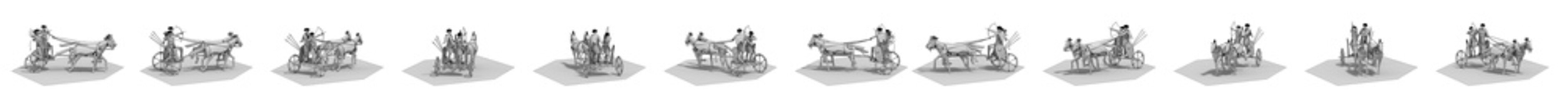 3d render, persian chariot, illustration