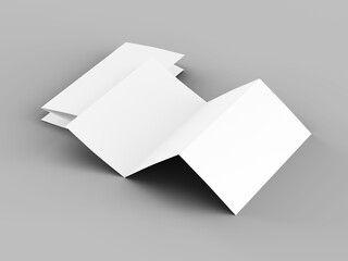 Brochure in A4 format folded to three - mockup. 3d illustartion