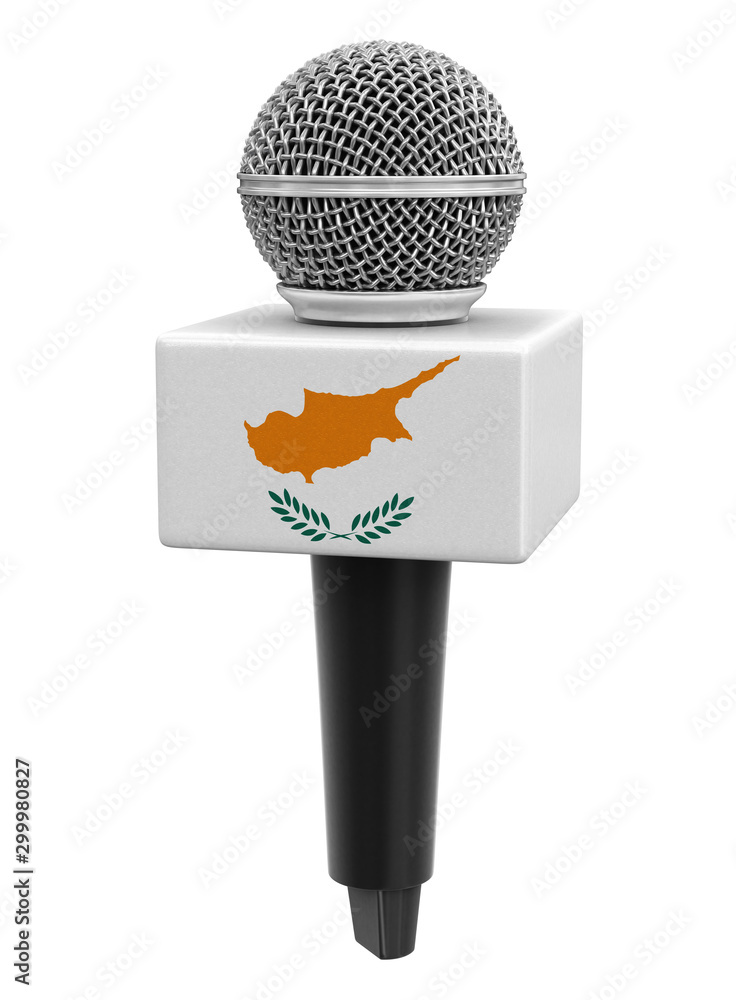 Poster microphone with cyprus flag. image with clipping path