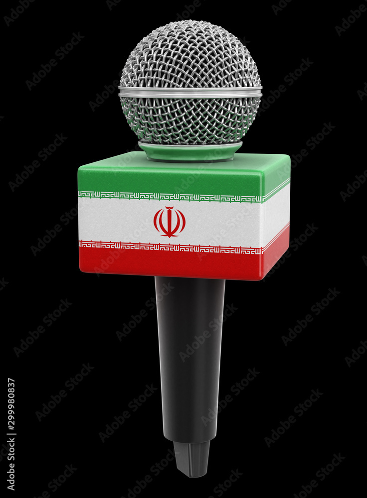 Poster microphone with iranian flag. image with clipping path