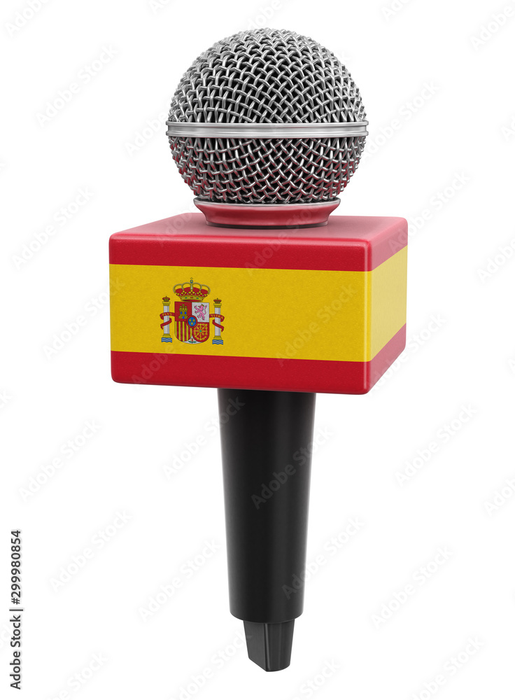 Poster microphone with spanish flag. image with clipping path