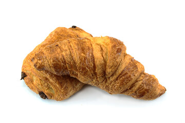 chocolate bread and croissant on a white background