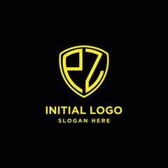 Inspiring company logo designs from the initial letters of the PZ shield logo icon. -Vectors