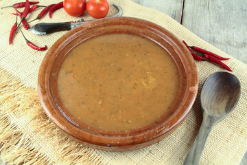plate of soup Harira on a table
