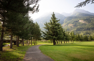Grand-Place sports playground and tree park in Pollein, Aosta Valley, Italy