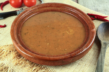 plate of soup Harira on a table