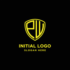 Inspiring company logo designs from the initial letters of the PW shield logo icon. -Vectors