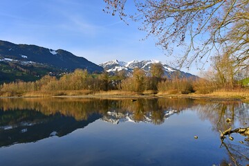 Fototapeta premium lake in autumn and reflection 