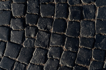 Paving. Stone texture and background. The road surface is made of stone. Pedestrian zone made of stone