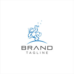 Astronaut Logo Design Space Suit Outline Icon Linear Style Sign