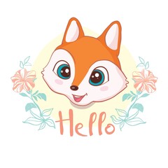 Cute cartoon fox in modern simple flat style.