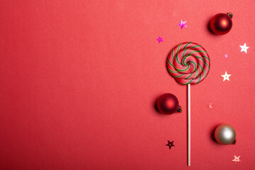 Holiday food birthday concept, sweet candies, New Year background