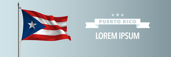 Puerto Rico template happy independence or national day greeting card, banner vector illustration