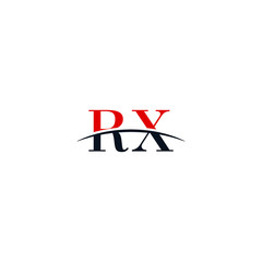 Initial letter RX, overlapping movement swoosh horizon logo company design inspiration in blue and grey color vector