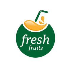  juice logo design concept. Fruit and juice icon theme. Unique symbol of organic and healthy food.