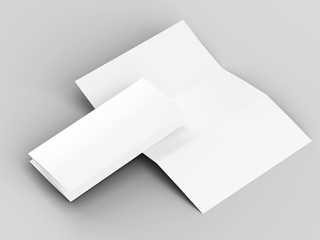 Brochure in A4 format folded to three - mockup. 3d illustartion