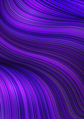 Fototapeta premium Fashion blue poster thin lines locks luxury design. Liquid wave shiny lines hair fashion background. Beautiful flowing drape textiles thin threads hair illustration vogue blue threads drape banner set
