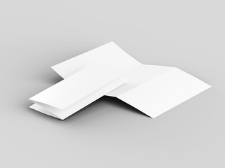 Brochure in A4 format folded to three - mockup. 3d illustartion