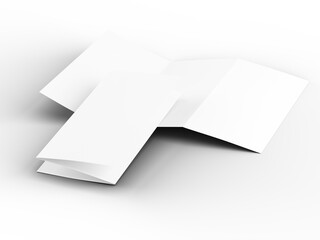 Brochure in A4 format folded to three - mockup. 3d illustartion