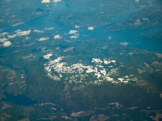Islands, Snow mountain, and pacific ocean	
