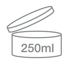 Liter l sign (l-mark) estimated volumes 250 milliliters (ml) Vector symbol packaging, labels used for prepacked foods, drinks different liters and milliliters. 250 ml vol single icon isolated on white