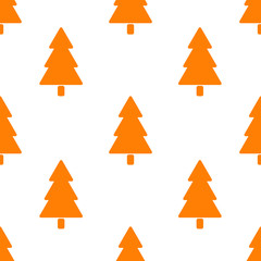 Obraz premium orange color pine tree seamless pattern. isolated vector design
