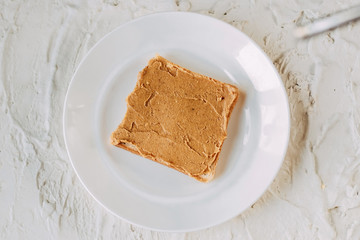 peanut butter sandwich. Healthy and tasty breakfast or snack.