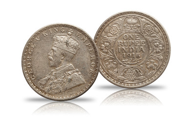 India 1 rupee 1916 silver coin