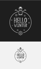 Hello winter vector illustration with hand lettering design illustration background