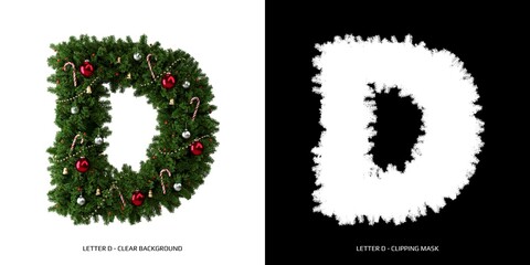 Christmas letter D. Christmas typography.