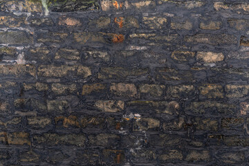  Background with Old Vintage  Brick Wall. Shabby Building Facade