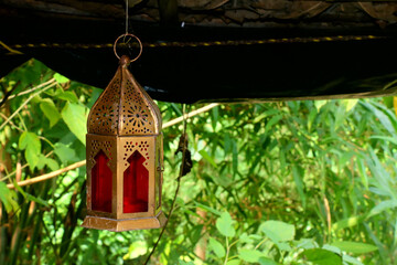 Golden hanging lamp in house best for decoration