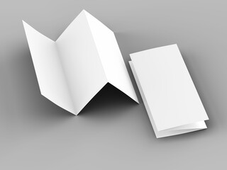 Brochure in A4 format folded to three - mockup. 3d illustartion