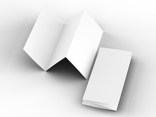 Brochure in A4 format folded to three - mockup. 3d illustartion