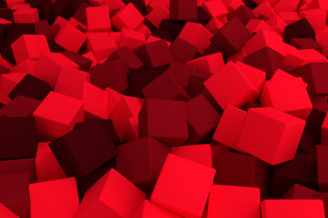 wallpaper of 3d render bright colorful red cubes background