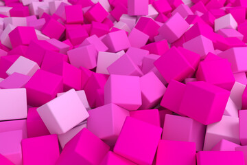 wallpaper of 3d render bright colorful Pink cubes background
