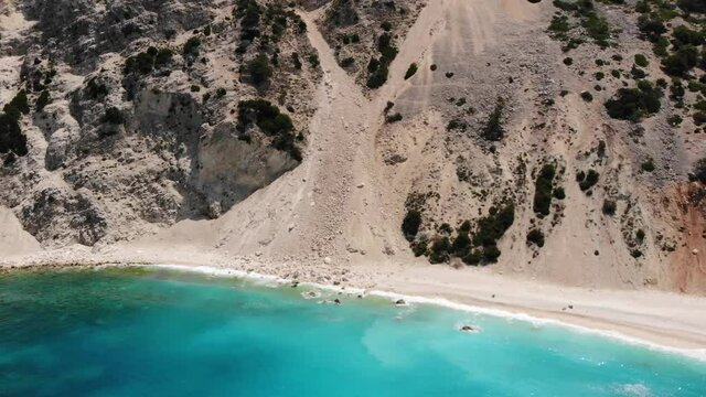 Aerial video of Myrtos beach, Kefalonia, Greece