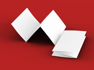 Brochure in A4 format folded to three - mockup. 3d illustartion