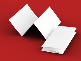 Brochure in A4 format folded to three - mockup. 3d illustartion